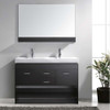 Virtu USA MD-423-C-ES Gloria 48" Double Bath Vanity in Espresso with White Ceramic Top and Square Sink with Polished Chrome Faucet and Mirror