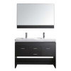 Virtu USA MD-423-C-ES-001 Gloria 48" Double Bath Vanity in Espresso with White Ceramic Top and Square Sink with Brushed Nickel Faucet and Mirror