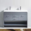 Virtu USA MD-423-C-GR-NM Gloria 48" Double Bath Vanity in Grey with White Ceramic Top and Square Sink with Polished Chrome Faucet