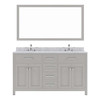 Virtu USA MD-2060-WMRO-CG Caroline 60" Double Bath Vanity in Cashmere Grey with Marble Top and Round Sink with Mirror