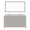 Virtu USA MD-2060-WMRO-CG-001 Caroline 60" Double Bath Vanity in Cashmere Grey with Marble Top and Round Sink with Brushed Nickel Faucet and Mirror