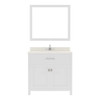 Virtu USA MS-2036-DWQRO-WH Caroline 36" Single Bath Vanity in White with Dazzle White Top and Round Sink with Mirror