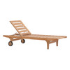 Modway Saratoga Outdoor Patio Teak Chaise Lounge EEI-2937-NAT-WHI Natural White