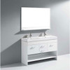 Virtu USA MD-423-C-WH Gloria 48" Double Bath Vanity in White with White Ceramic Top and Square Sink with Polished Chrome Faucet and Mirror