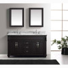 Virtu USA MD-2660-WMRO-ES-002 Victoria 60" Double Bath Vanity in Espresso with Marble Top and Round Sink with Polished Chrome Faucet and Mirrors