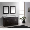 Virtu USA MD-2660-WMRO-ES-002 Victoria 60" Double Bath Vanity in Espresso with Marble Top and Round Sink with Polished Chrome Faucet and Mirrors