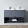 Virtu USA MD-423-THNB-GR-PRTSET1 Gloria 48" Double Bath Vanity in Grey with Slim White Ceramic Top and Square Sink