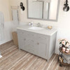 Virtu USA MS-2048-DWQSQ-CG Caroline 48" Single Bath Vanity in Cashmere Grey with Dazzle White Top and Square Sink with Mirror