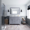 Virtu USA MS-2048-WMSQ-GR-001 Caroline 48" Single Bath Vanity in Grey with Marble Top and Square Sink with Brushed Nickel Faucet and Mirror