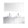 Virtu USA MD-409-S-WH-001 Clarissa 72" Double Bath Vanity in White with White Engineered Stone Top and Square Sink with Brushed Nickel Faucet and Mirrors