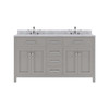 Virtu USA MD-2060-WMSQ-CG-002-NM Caroline 60" Double Bath Vanity in Cashmere Grey with Marble Top and Square Sink with Polished Chrome Faucet