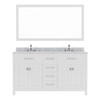 Virtu USA MD-2060-WMRO-WH Caroline 60" Double Bath Vanity in White with Marble Top and Round Sink with Mirror