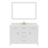 Virtu USA MS-2048-DWQSQ-WH-002 Caroline 48" Single Bath Vanity in White with Dazzle White Top and Square Sink with Polished Chrome Faucet and Mirror