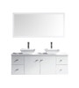 Virtu USA MD-435-S-WH-001 Clarissa 61" Double Bath Vanity in White with White Engineered Stone Top and Square Sink with Brushed Nickel Faucet and Mirrors