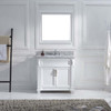 Virtu USA MS-2636-WMSQ-WH Victoria 36" Single Bath Vanity in White with Marble Top and Square Sink with Mirror