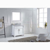 Virtu USA MS-2636-WMSQ-WH-002 Victoria 36" Single Bath Vanity in White with Marble Top and Square Sink with Polished Chrome Faucet and Mirror
