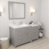 Virtu USA MS-2157L-DWQRO-CG-002 Caroline Parkway 57" Single Bath Vanity in Cashmere Grey with Dazzle White Top and Round Sink with Polished Chrome Faucet and Mirror