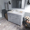 Virtu USA MS-2048-DWQSQ-GR-002 Caroline 48" Single Bath Vanity in Grey with Dazzle White Top and Square Sink with Polished Chrome Faucet and Mirror