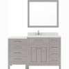 Virtu USA MS-2157R-DWQSQ-CG Caroline Parkway 57" Single Bath Vanity in Cashmere Grey with Dazzle White Top and Square Sink with Mirror