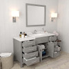 Virtu USA MS-2157R-DWQSQ-CG Caroline Parkway 57" Single Bath Vanity in Cashmere Grey with Dazzle White Top and Square Sink with Mirror