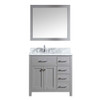 Virtu USA MS-2136R-WMSQ-CG-002 Caroline Parkway 36" Single Bath Vanity in Cashmere Grey with Marble Top and Square Sink with Polished Chrome Faucet and Mirror
