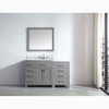 Virtu USA MS-2157L-WMSQ-CG-002 Caroline Parkway 57" Single Bath Vanity in Cashmere Grey with Marble Top and Square Sink with Polished Chrome Faucet and Mirror
