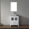Virtu USA KS-70028-WM-WH-001 Dior 28" Single Bath Vanity in White with Marble Top and Square Sink with Brushed Nickel Faucet and Mirror
