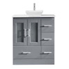 Virtu USA MS-6730-S-GR-NM Zola 30" Single Bath Vanity in Grey with White Engineered Stone Top and Square Sink with Polished Chrome Faucet