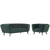 Modway Bestow 2 Piece Performance Velvet Sofa and Armchair Set EEI-2980-GRN-SET Green