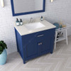 Virtu USA MS-2036-DWQSQ-FB Caroline 36" Single Bath Vanity in White with Dazzle White Top and Square Sink with Mirror