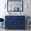 Virtu USA MS-2048-DWQRO-FB Caroline 48" Single Bath Vanity in White with Dazzle White Top and Round Sink with Mirror