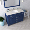 Virtu USA MS-2048-DWQRO-FB Caroline 48" Single Bath Vanity in White with Dazzle White Top and Round Sink with Mirror