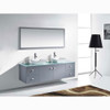 Virtu USA MD-409-G-GR-001 Clarissa 72" Double Bath Vanity in Grey with Aqua Tempered Glass Top and Square Sink with Brushed Nickel Faucet and Mirrors