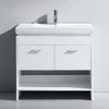 Virtu USA MS-555-C-WH-NM Gloria 36" Single Bath Vanity in White with White Ceramic Top and Square Sink with Polished Chrome Faucet