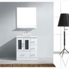 Virtu USA MS-6730-S-WH-001 Zola 30" Single Bath Vanity in White with White Engineered Stone Top and Square Sink with Brushed Nickel Faucet and Mirror