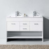 Virtu USA MD-423-THNB-WH-PRTSET1 Gloria 48" Double Bath Vanity in White with Slim White Ceramic Top and Square Sink