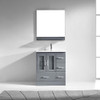Virtu USA MS-6730-C-GR Zola 30" Single Bath Vanity in Grey with Slim White Ceramic Top and Square Sink with Polished Chrome Faucet and Mirror
