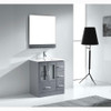 Virtu USA MS-6730-C-GR Zola 30" Single Bath Vanity in Grey with Slim White Ceramic Top and Square Sink with Polished Chrome Faucet and Mirror