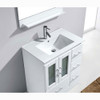 Virtu USA MS-6730-C-WH-001 Zola 30" Single Bath Vanity in White with Slim White Ceramic Top and Square Sink with Brushed Nickel Faucet and Mirror