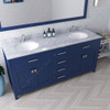 Virtu USA MD-2072-WMRO-FB Caroline 72" Double Bath Vanity in White with White Marble Top and Round Sink with Mirror