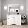 Virtu USA ES-32048-WMSQ-WH Elise 48" Single Bath Vanity in White with Marble Top and Square Sink with Mirror