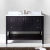 Virtu USA ES-30048-WMSQ-ES-001-NM Winterfell 48" Single Bath Vanity in Espresso with Marble Top and Square Sink with Brushed Nickel Faucet