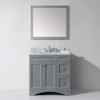 Virtu USA ES-32036-WMSQ-GR Elise 36" Single Bath Vanity in Grey with Marble Top and Square Sink with Mirror