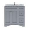 Virtu USA ES-32036-WMSQ-GR-NM Elise 36" Single Bath Vanity in Grey with Marble Top and Square Sink