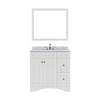 Virtu USA ES-32036-WMSQ-WH Elise 36" Single Bath Vanity in White with Marble Top and Square Sink with Mirror