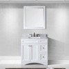 Virtu USA ES-32036-WMSQ-WH Elise 36" Single Bath Vanity in White with Marble Top and Square Sink with Mirror