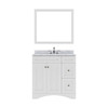 Virtu USA ES-32036-WMSQ-WH-001 Elise 36" Single Bath Vanity in White with Marble Top and Square Sink with Brushed Nickel Faucet and Mirror