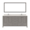 Virtu USA GD-50072-DWQRO-CG Caroline Avenue 72" Double Bath Vanity in Cashmere Grey with Dazzle White Top and Round Sink with Mirror