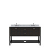 Virtu USA ED-30060-WMSQ-ES-NM Winterfell 60" Double Bath Vanity in Espresso with Marble Top and Square Sink