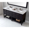 Virtu USA ED-30072-WMSQ-ES-002 Winterfell 72" Double Bath Vanity in Espresso with Marble Top and Square Sink with Polished Chrome Faucet and Mirror